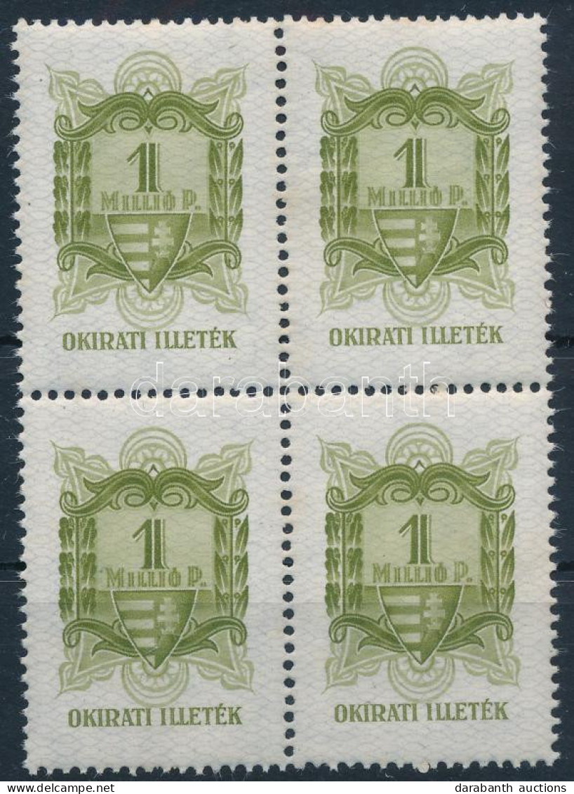 1945 1 Millió P Okirati Illetékbélyeg Négyestömb (320.000) / Fiscal Stamp Block Of 4 - Unclassified
