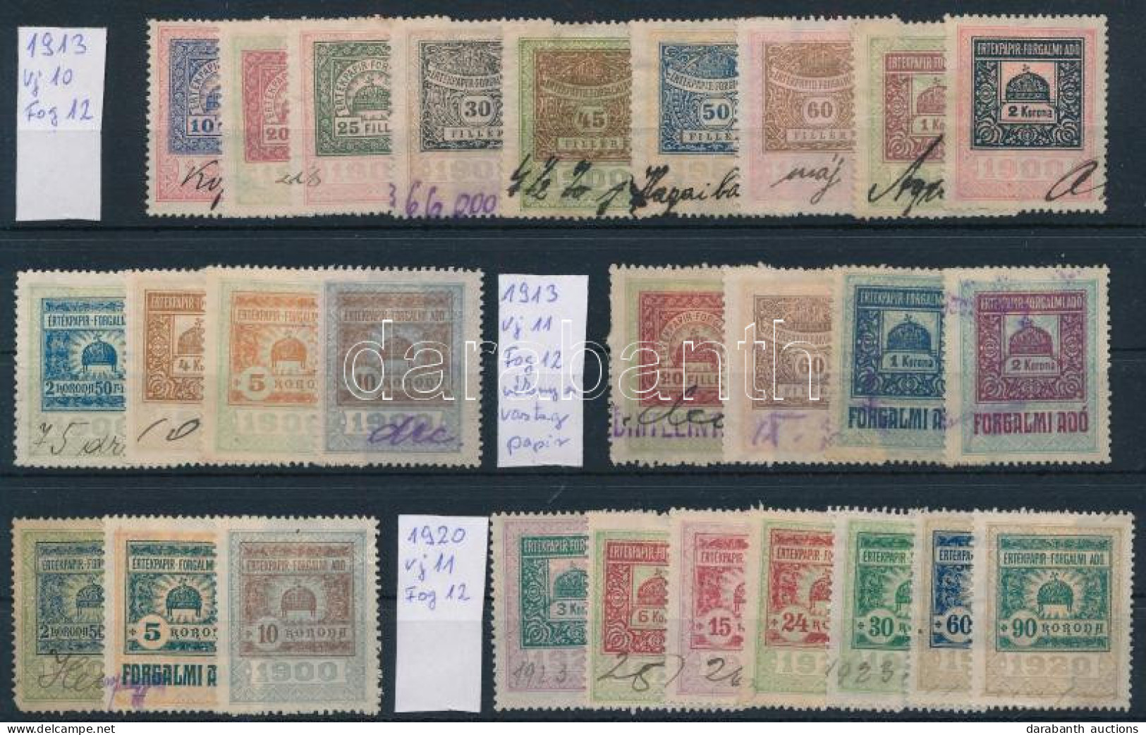 1913-1920 27 Db Okmánybélyeg / Fiscal Stamps - Unclassified