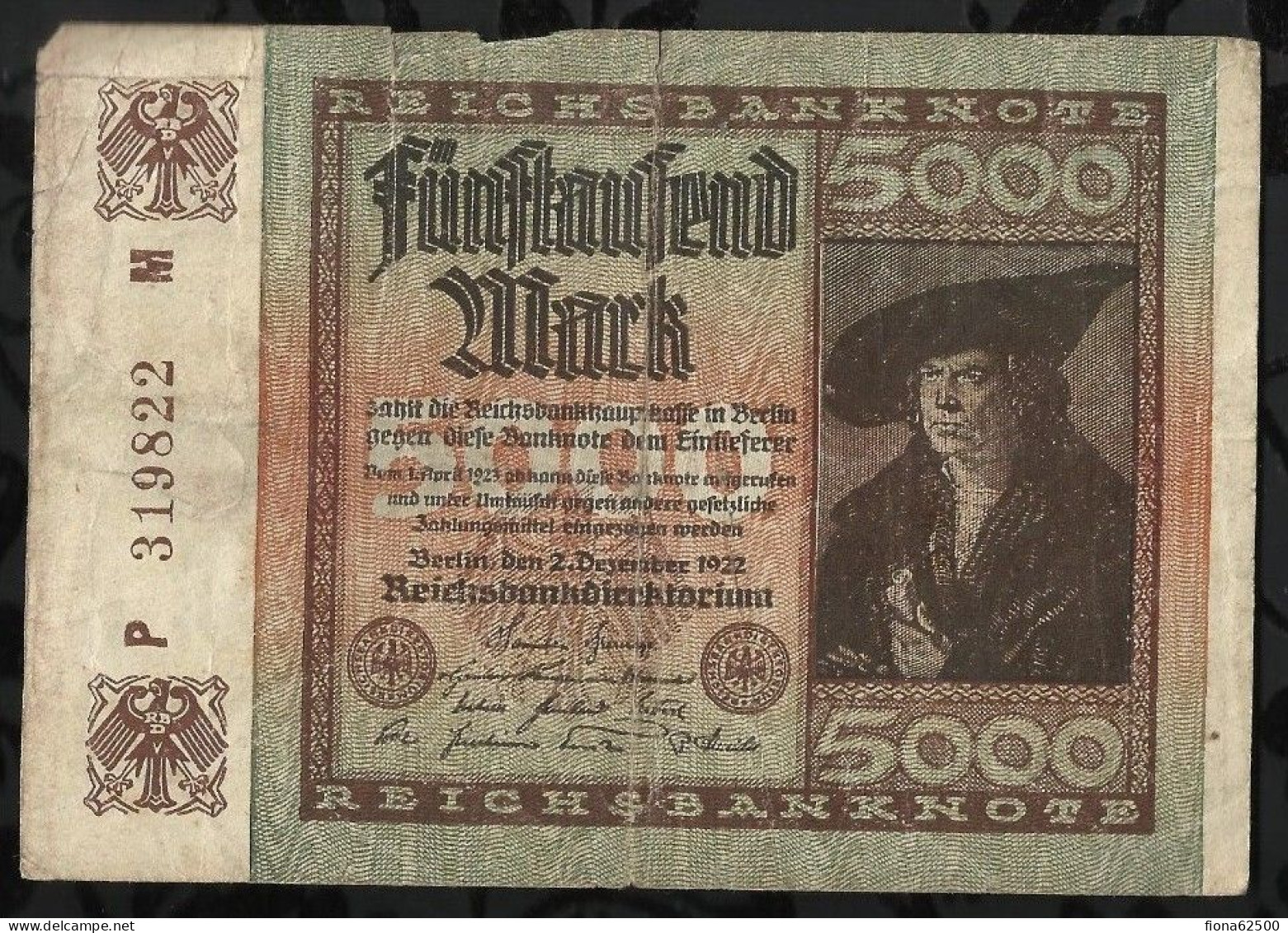 ALLEMAGNE . BILLET DE 5.000 MARK .1922 . - 5.000 Mark