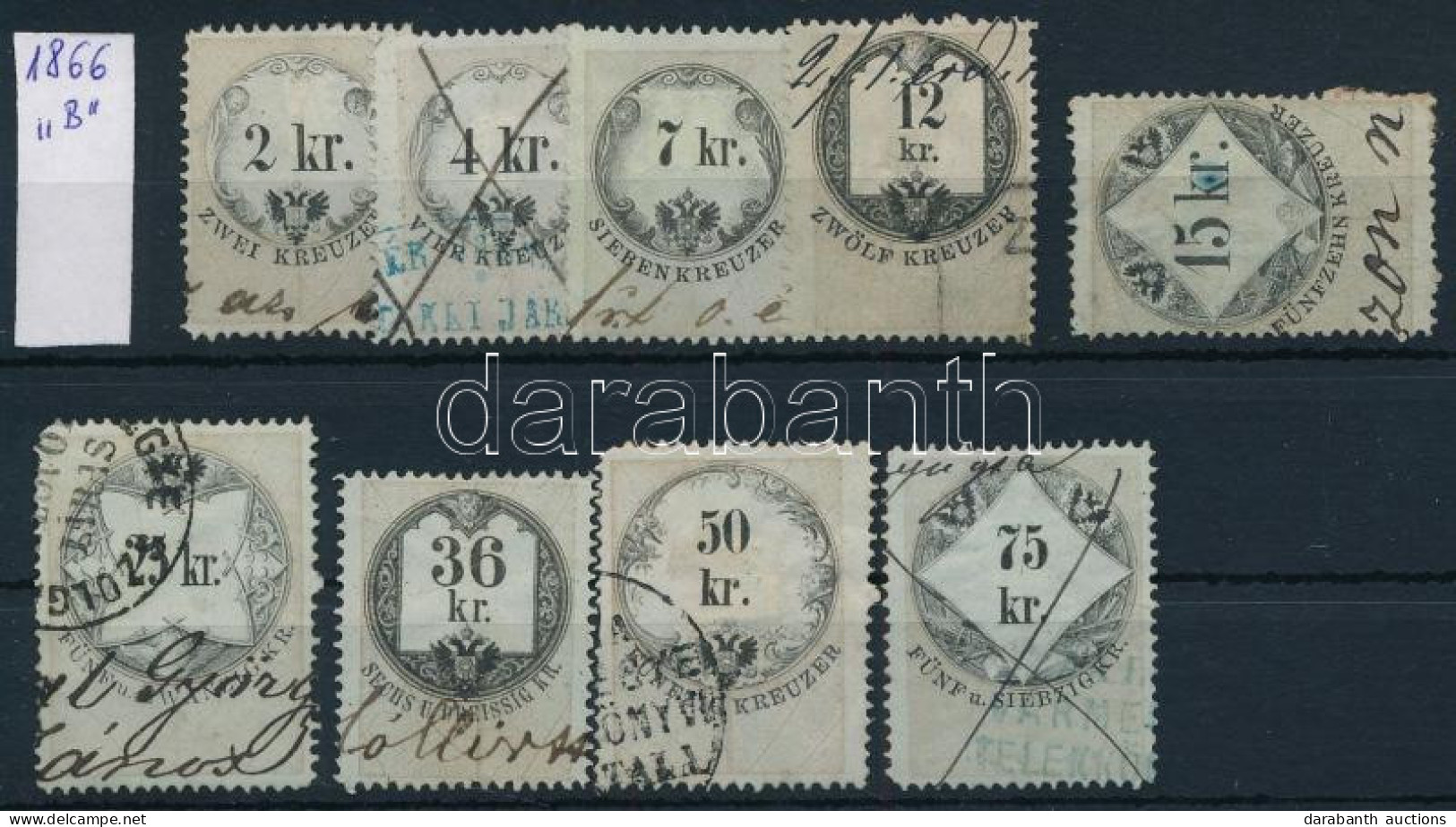 1866 9 Db Okmánybélyeg / Fiscal Stamps - Non Classés