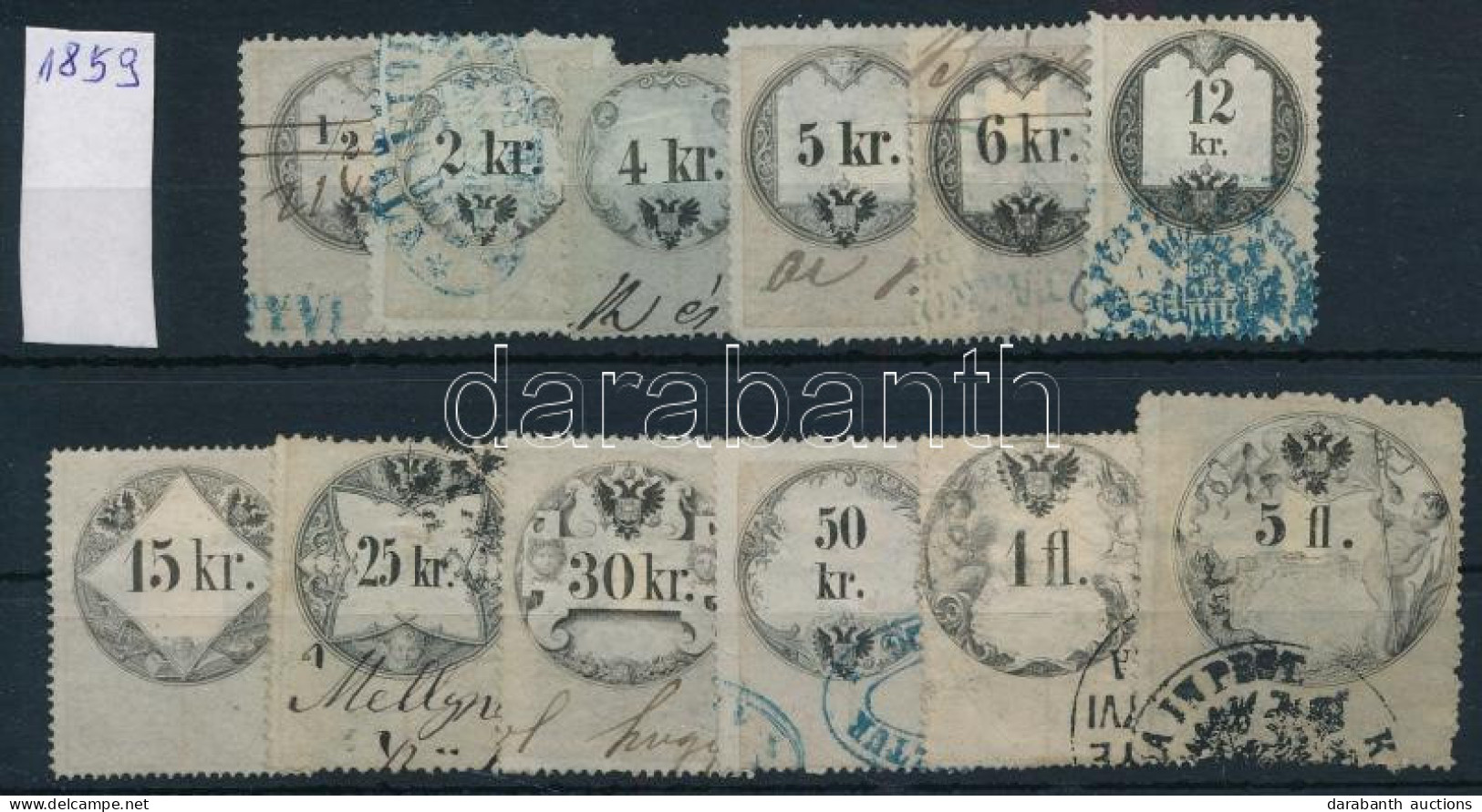 1859 12 Db Okmánybélyeg / Fiscal Stamps - Ohne Zuordnung