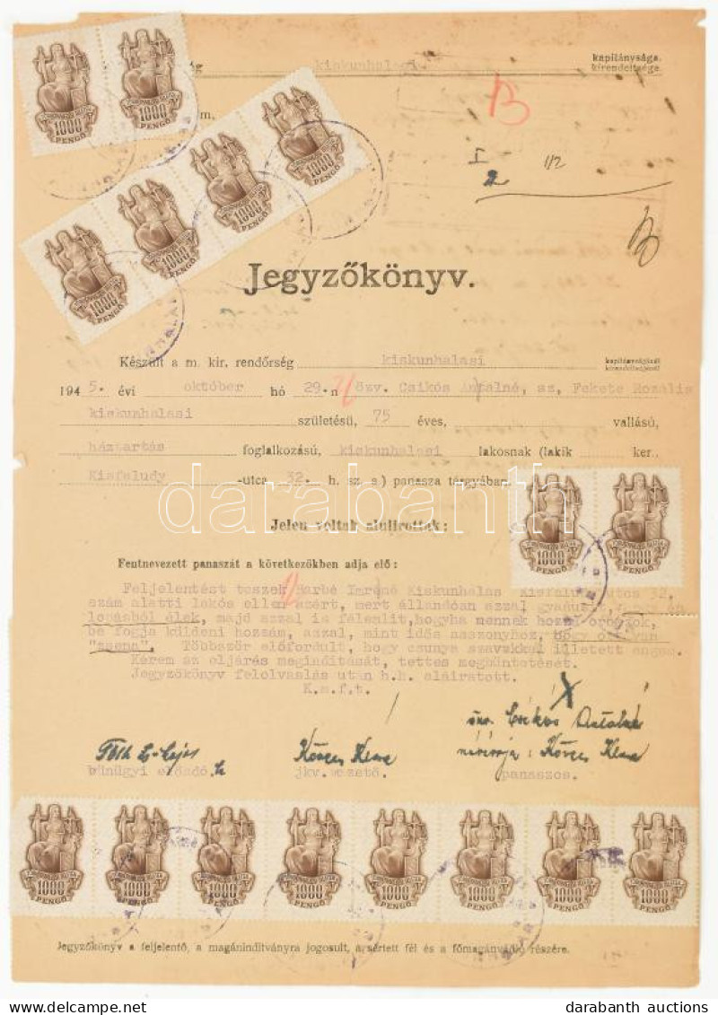 1945 Jegyzőkönyv 46.000P Illetékkel / Police Record With Fiscal Stamps - Zonder Classificatie