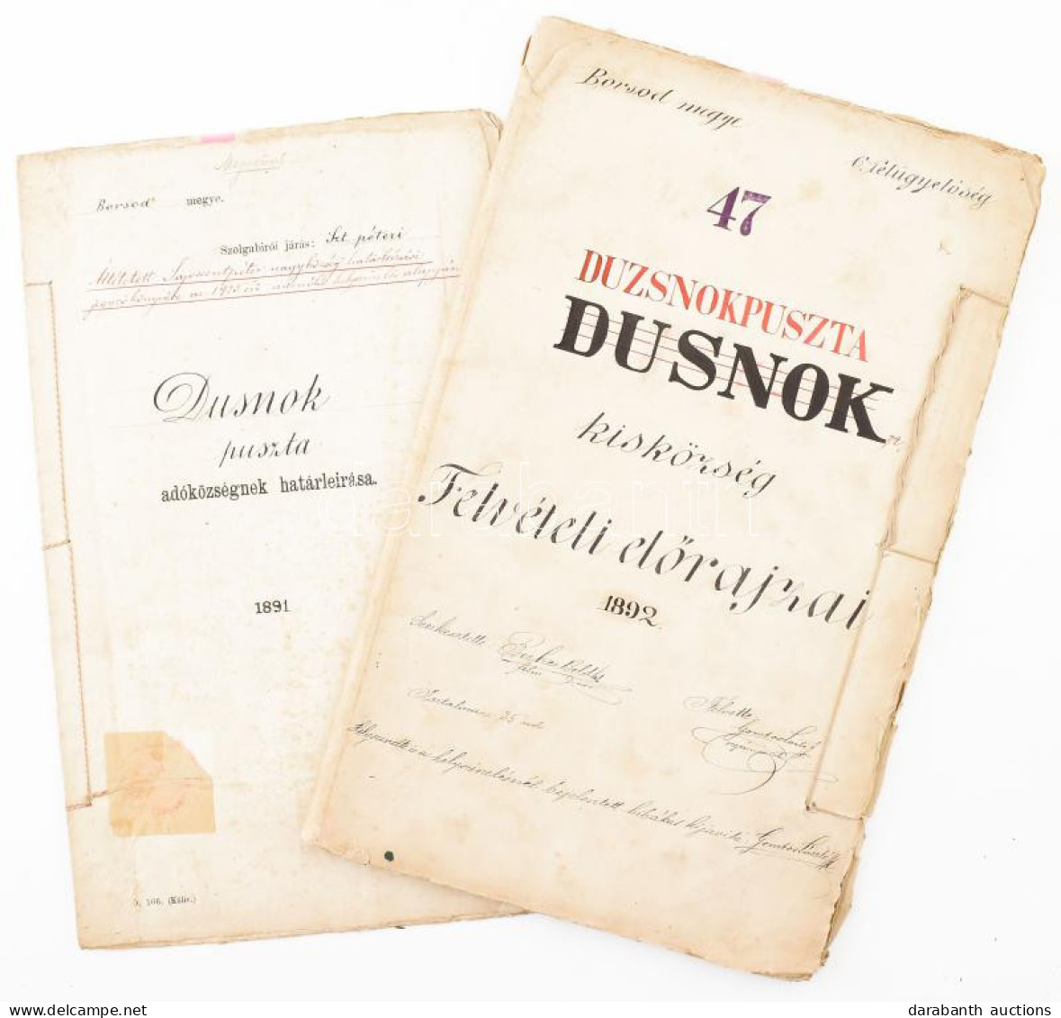 1891-92 Dusnokpuszta (Sajószentpéter) Kisközség Felvételi Előrajzai és Dusnokpuszta Adóközség Határleírása 24 Db Nagy Mé - Non Classificati