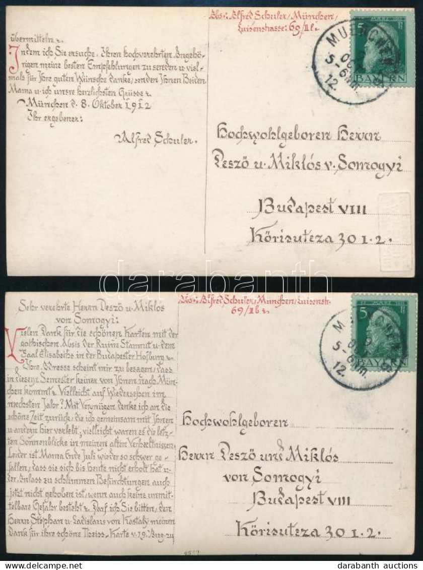 1912 Alfred Schuler (1865-1923) Német Ezoterista Költő, Művész Oktató, Meleg Aktivista Autográf Levele Két Képeslapon Eg - Ohne Zuordnung