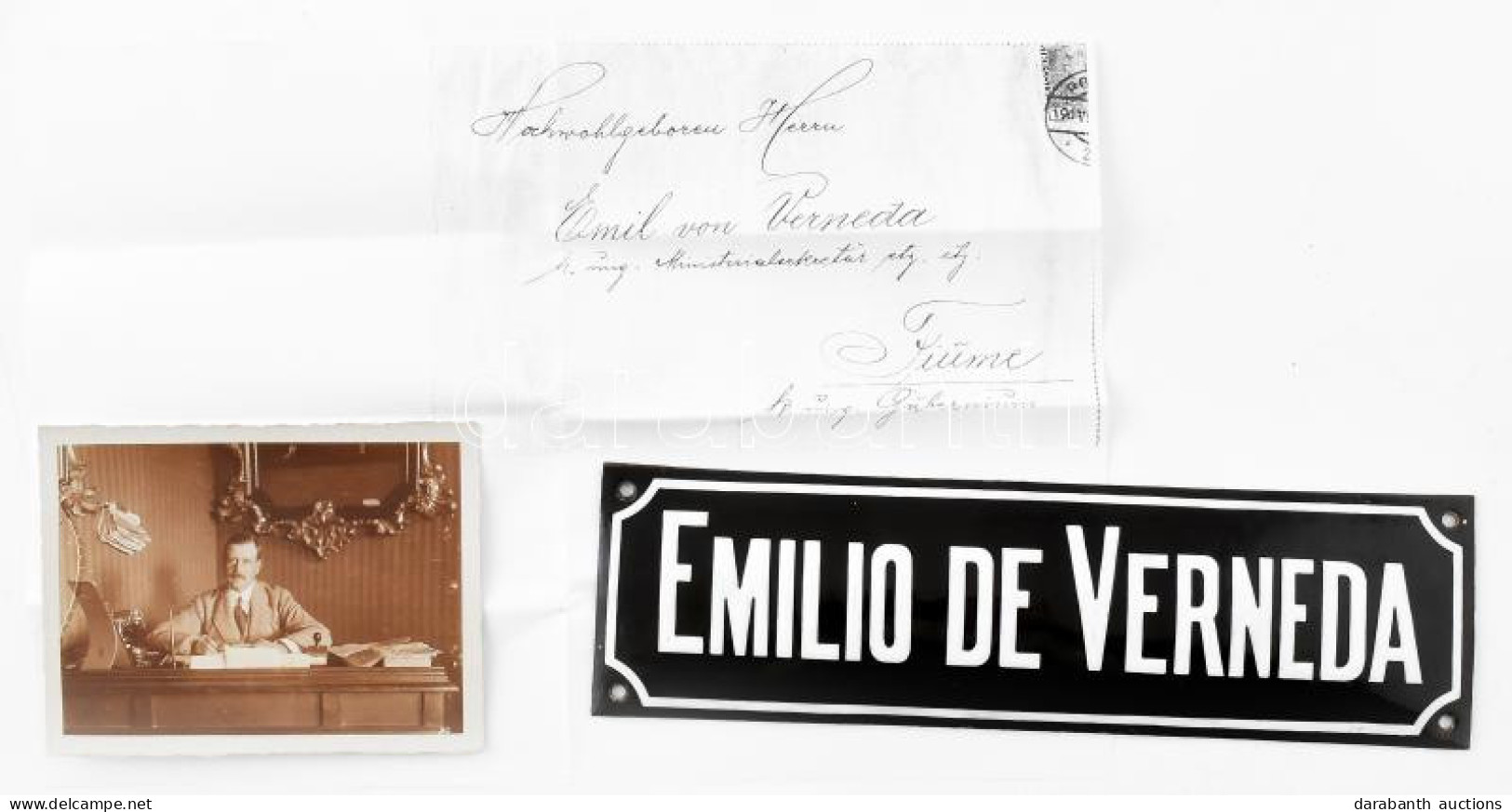 Cca 1912 Verneda Emil (Emilio De Verneda) A Fiume Magyar Kormányzóság Minisztériumi Titkára Fotója Irodájában, Továbbá A - Ohne Zuordnung