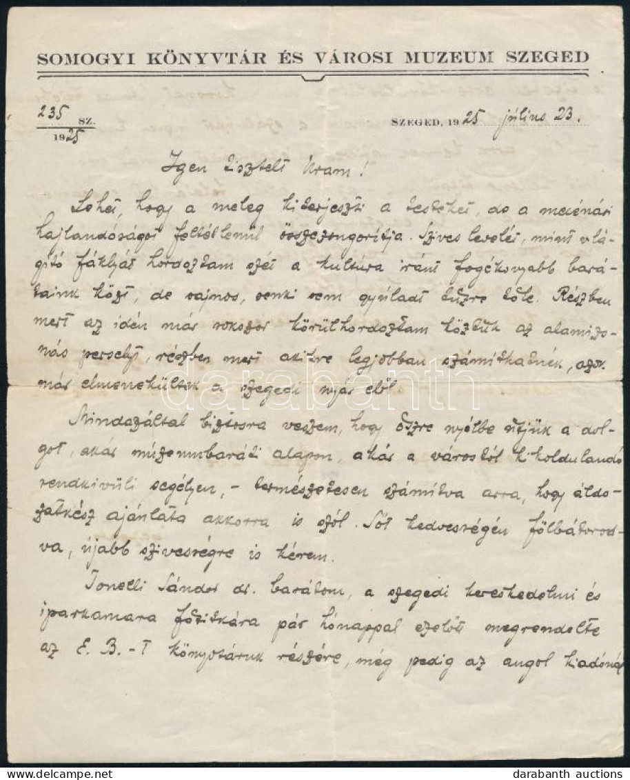 1925 Móra Ferenc (1879-1934) író, A Szegedi Somogyi Könyvtár és Városi Múzeum Igazgatójának Feltehetőleg írnok/titkárnő  - Ohne Zuordnung