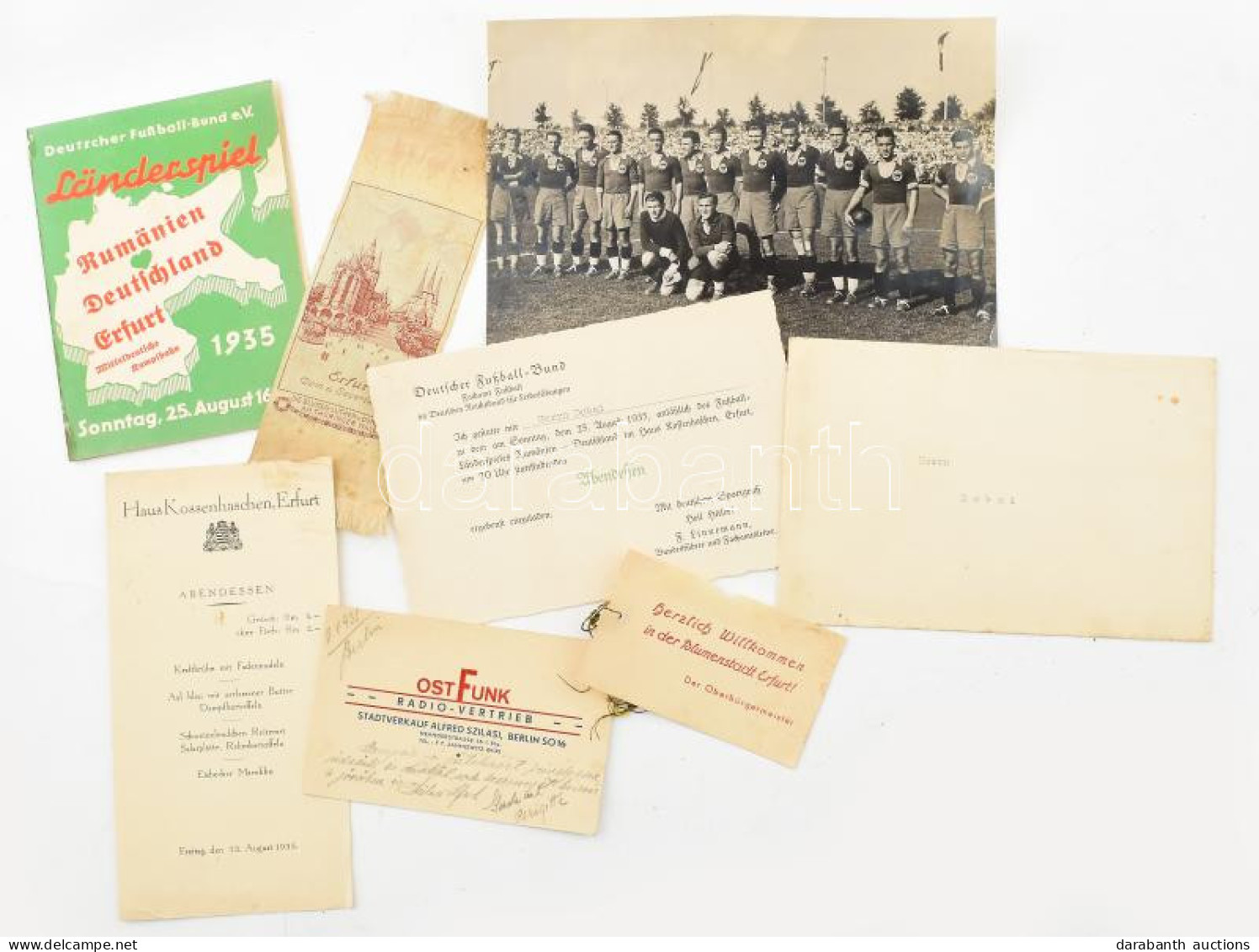 1935 A Németország-Románia Válogatott Meccs Relikviái, Dobay István Labdarúgó Hagyatékából - Ohne Zuordnung