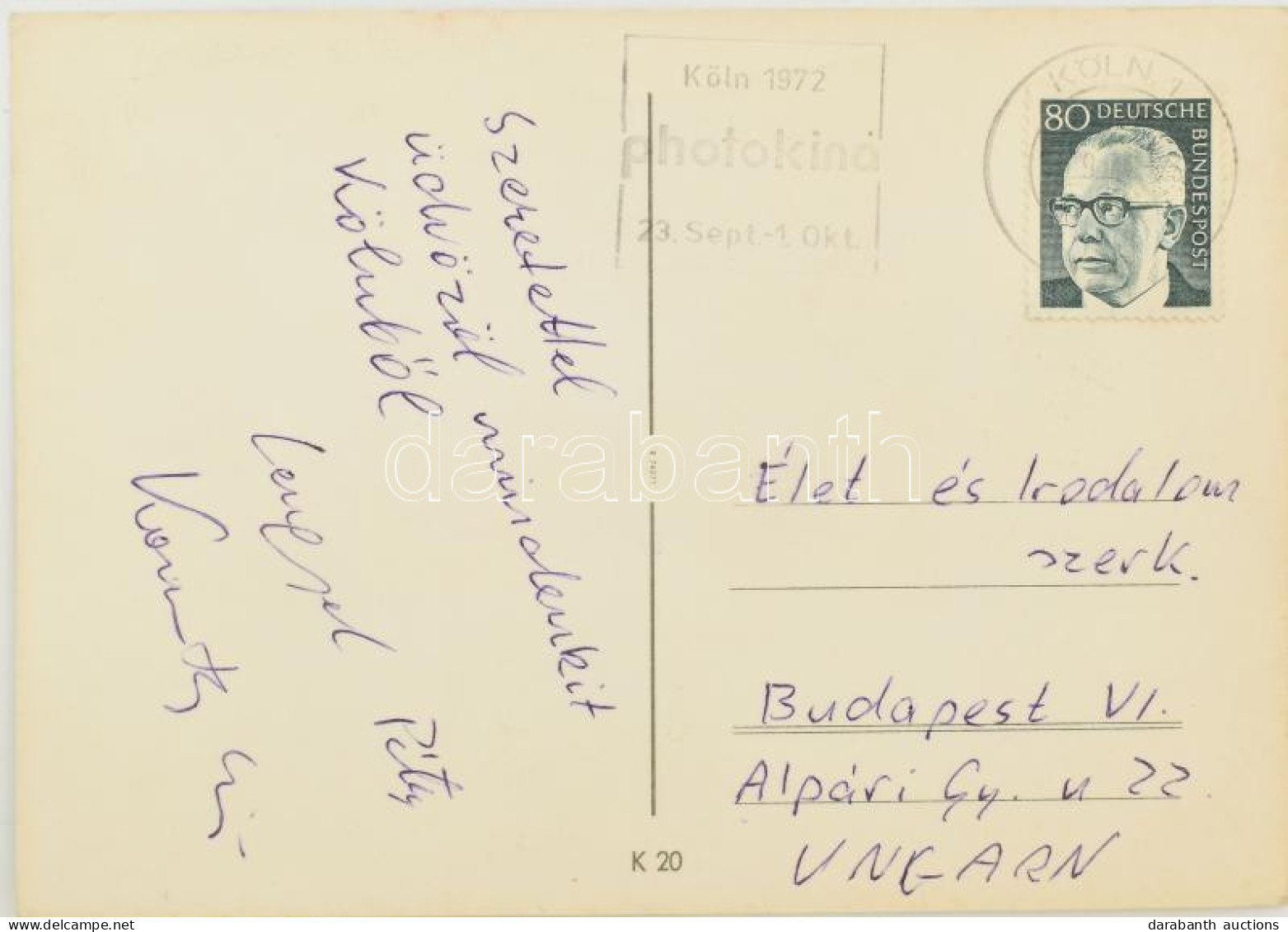 1972 Karinthy Ferenc (192-1992) és Lengyel Péter (1939) A Pen Club Elnökeinek Autográf Levelezőlapja - Sonstige & Ohne Zuordnung