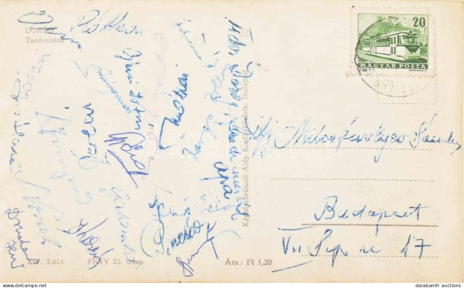 1964 FTC Labdarúgók által Aláírt Képeslap Varga, Novák, Fenyvesi, Rákosi, Géczi, Stb / Autograph Signed Postcard Of Hung - Autres & Non Classés