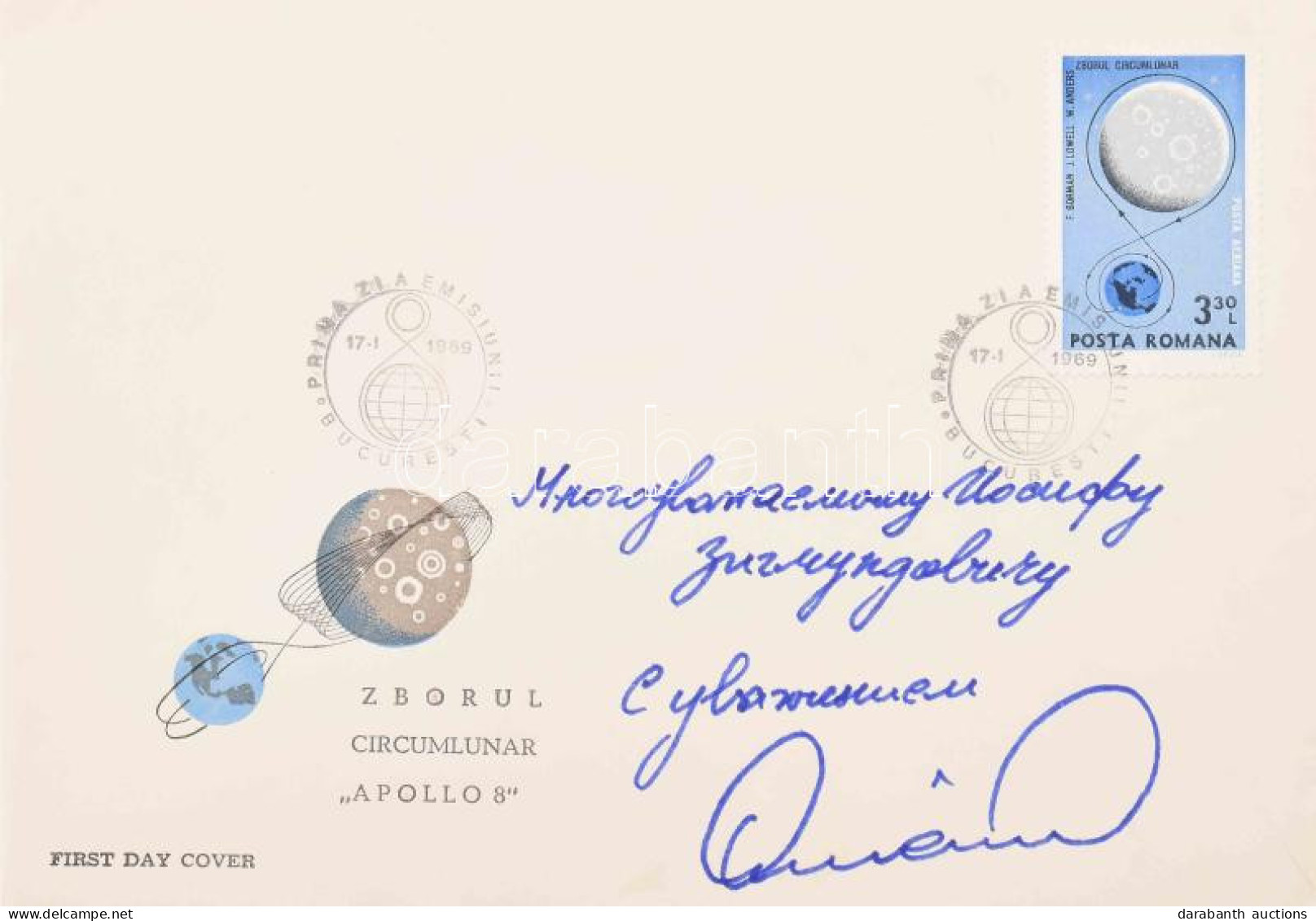 Dumitru Prunariu (1952- ) Román űrhajós Autográf Sorai és Aláírása Emlékborítékon / Autograph Lines Of Dumitru Prunariu  - Autres & Non Classés