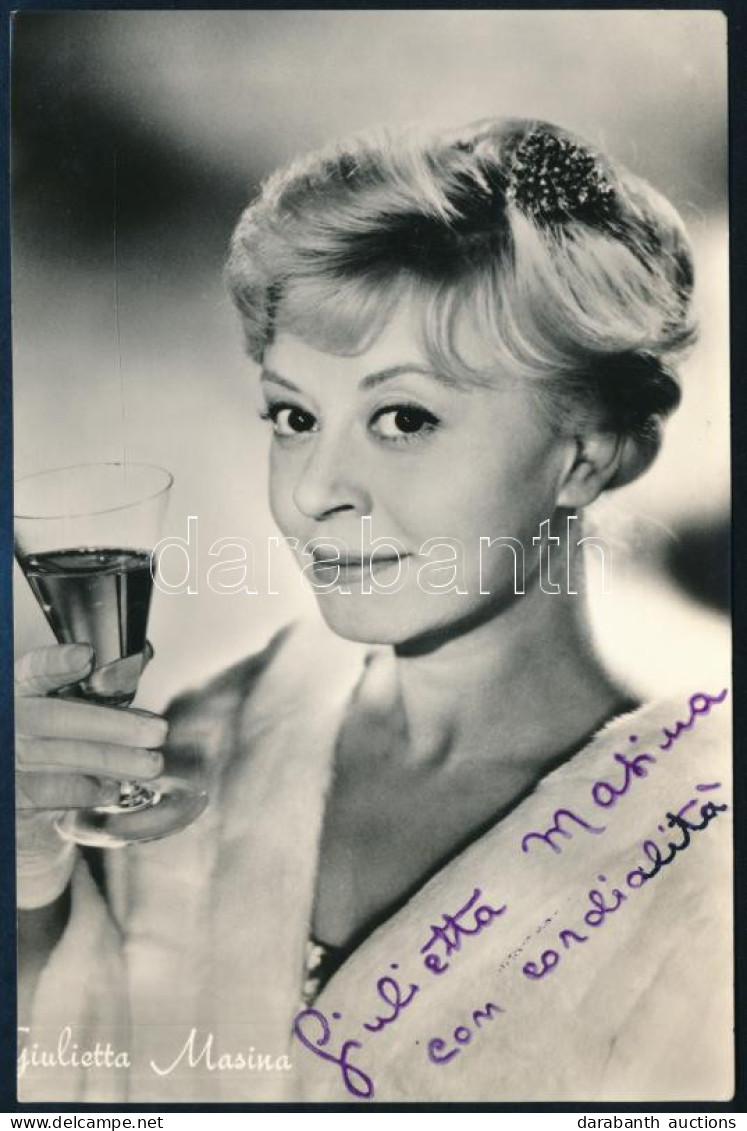 Giulietta Masina (1921-1994) Olasz Színésznő Aláírása Az őt ábrázoló Fotólapon / Autograph Signature - Sonstige & Ohne Zuordnung