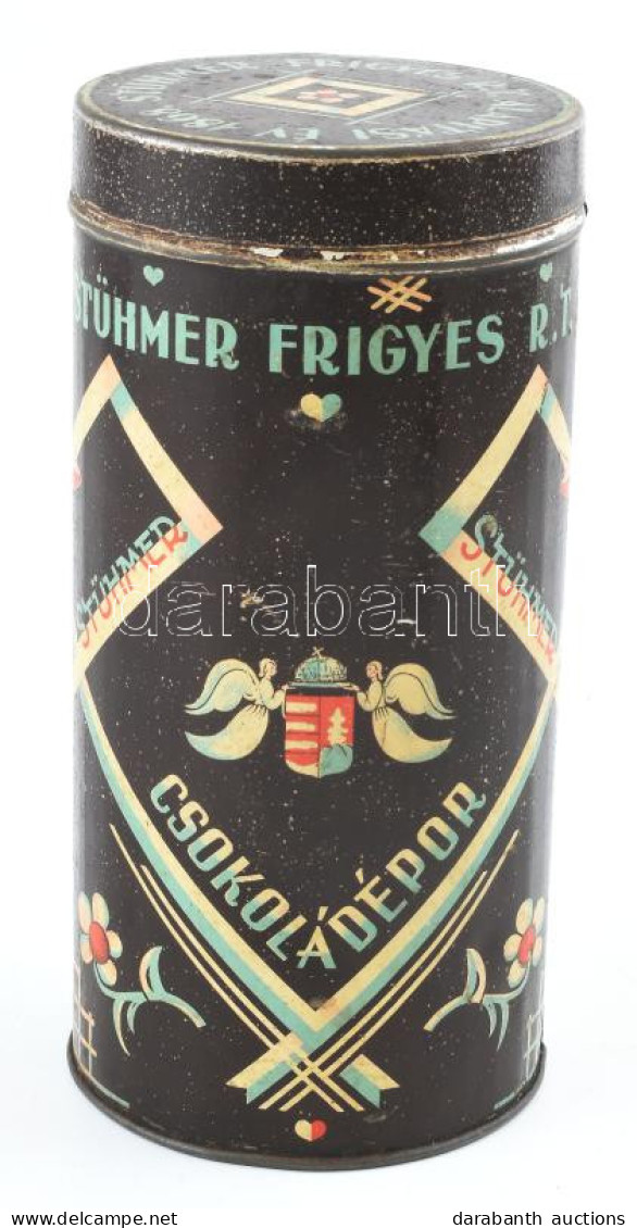 Cca 1930 Stühmer Frigyes Rt. Art Deco Mintájú Fém Csokoládégyár Doboza, Kis Kopásokkal, Jó állapotban, Angyalkás Címerre - Advertising