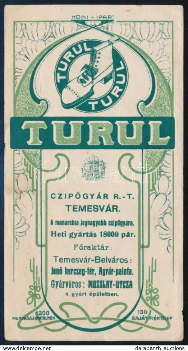 Turul Cipőgyár Temesvár Szecessziós Számolócédula - Reclame