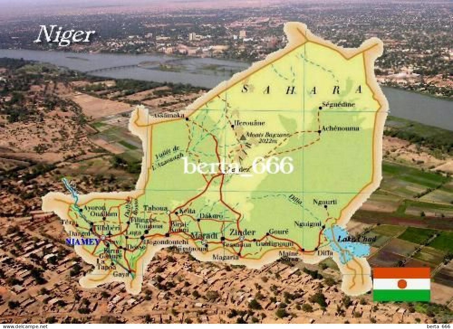 Niger Country Map New Postcard * Carte Geographique * Landkarte - Niger
