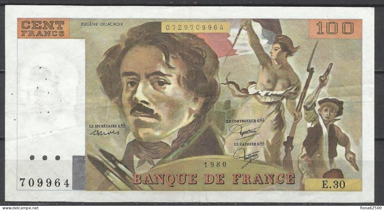 100 FRANCS . DELACROIX . 1980 . - 100 F 1978-1995 ''Delacroix''