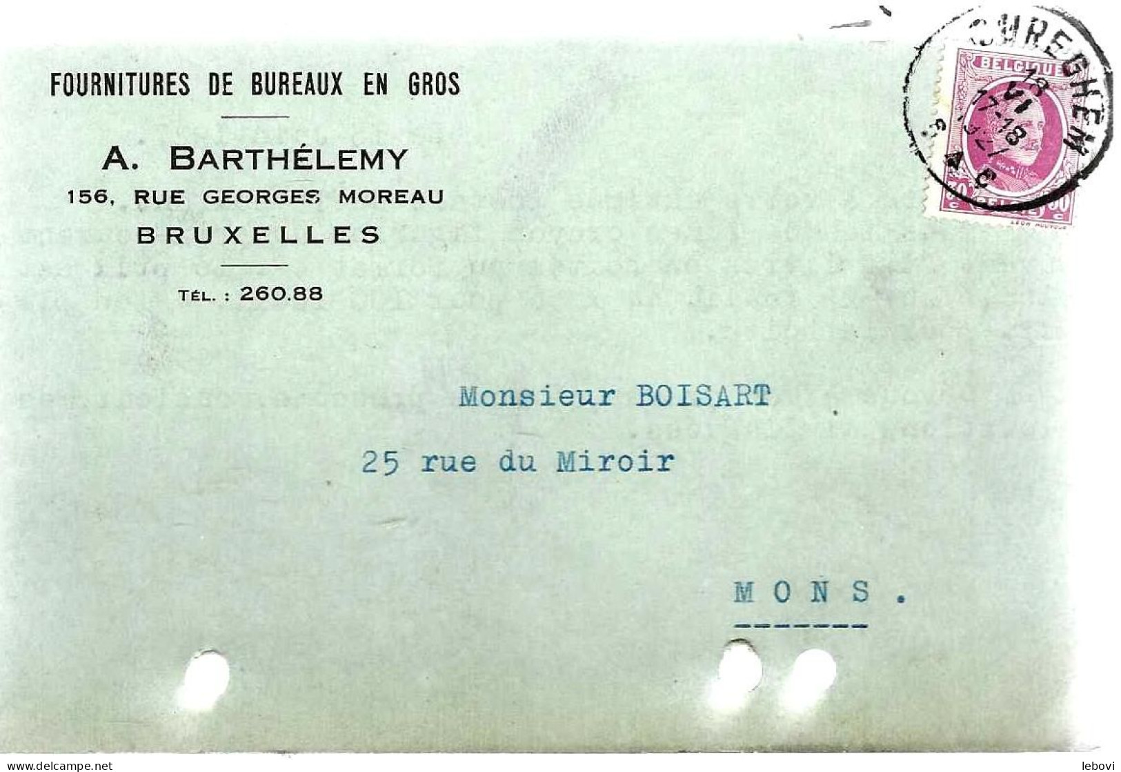 BRUXELLES – Ets A. BARTHELEMY – Fournitures De Bureau En Gros (1927) - 1900 – 1949