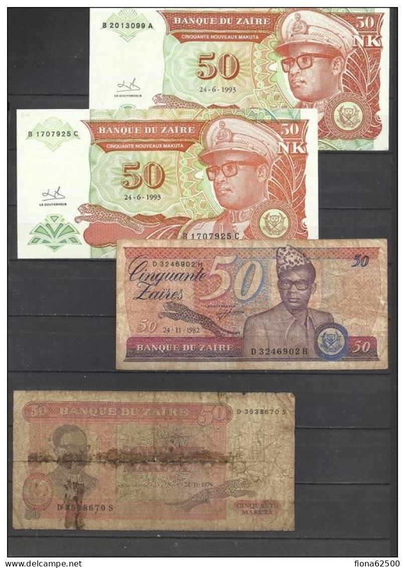 ZAIRE . LOT DE 4 BILLETS . - Zaire