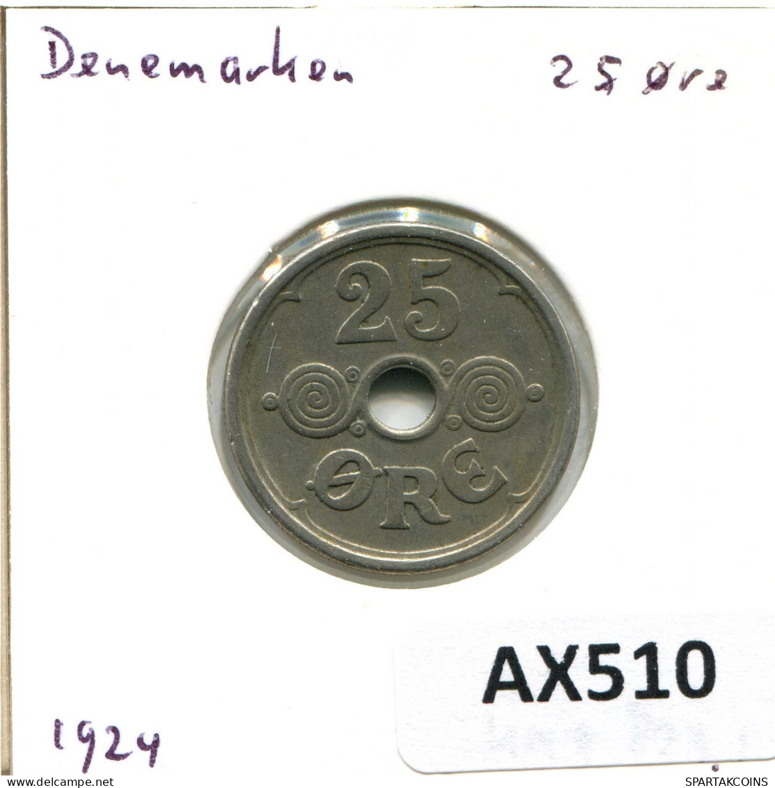 25 ORE 1924 DANEMARK DENMARK Münze Christian X #AX510.D.A - Danemark