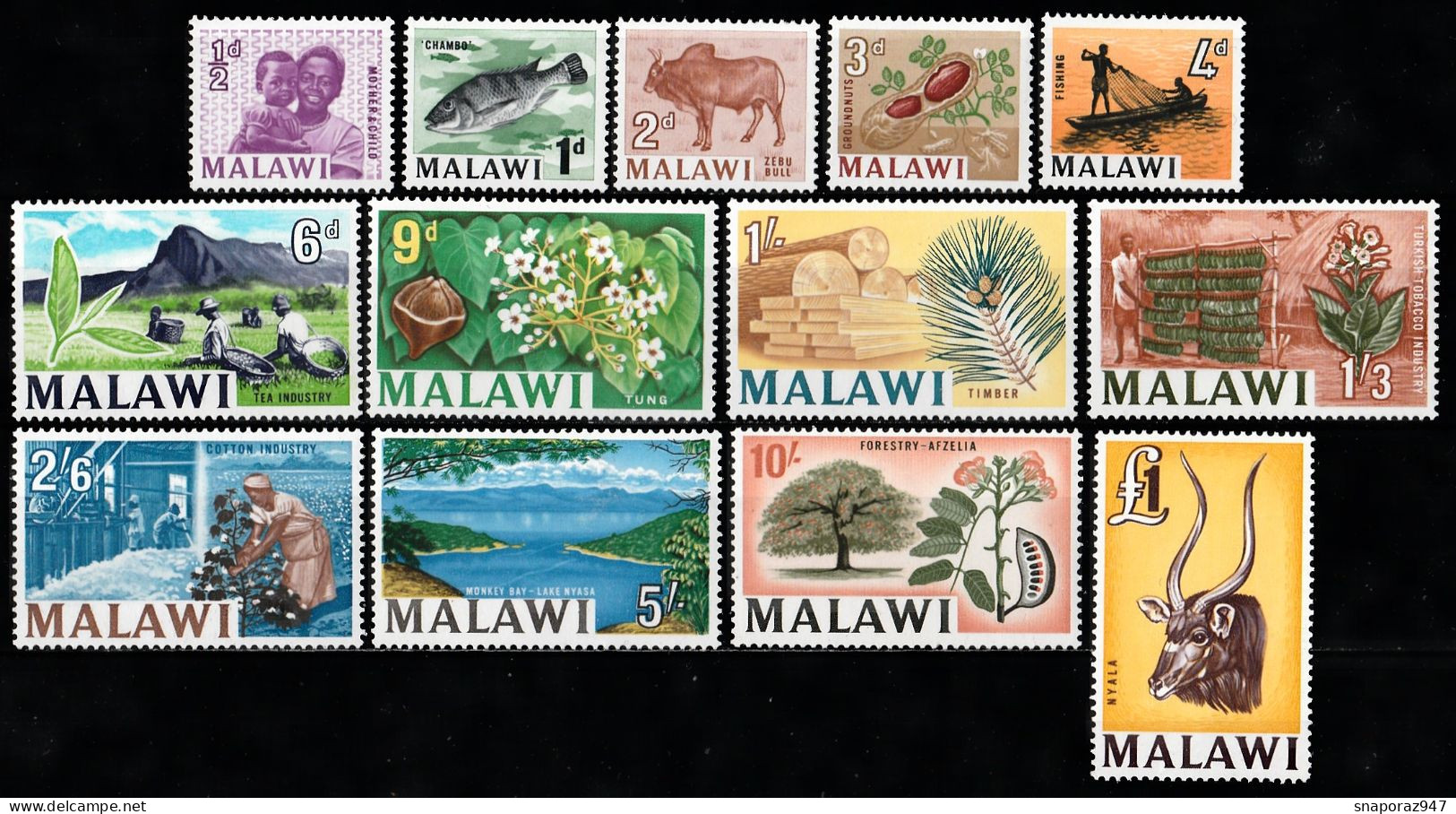 1964 Malawi Ordinay Definitive Set MNH** Po53 - Malawi (1964-...)