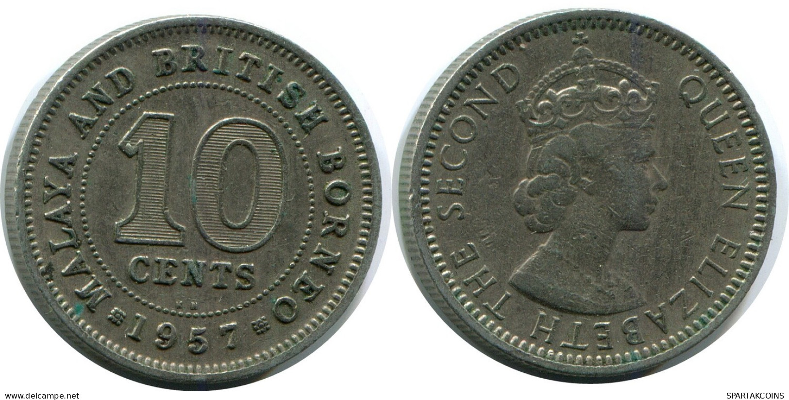 10 CENTS 1957 MALAYA UND BRITISCHER BORNEO Münze #AR932.D.A - Sonstige – Asien