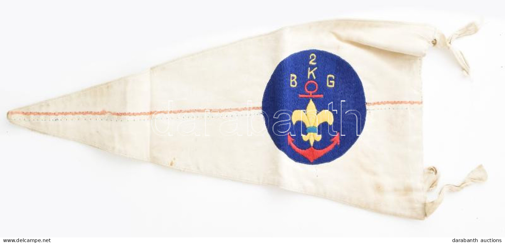 Cca 1930 Vízi Cserkész Csapatzászló, Cserkész Emblémával, Szent Koronával, Hímzett Selyem, Jó állapotban, 49×26 Cm - Scouting