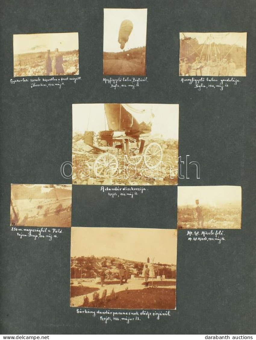 1915-1916 I. Világháborús Fotóalbum, Olasz Front (Görz/Gorizia, Doberdó, Rubia, Biglia, Stb.), érdekes Képekkel: Lövészá - Sonstige & Ohne Zuordnung