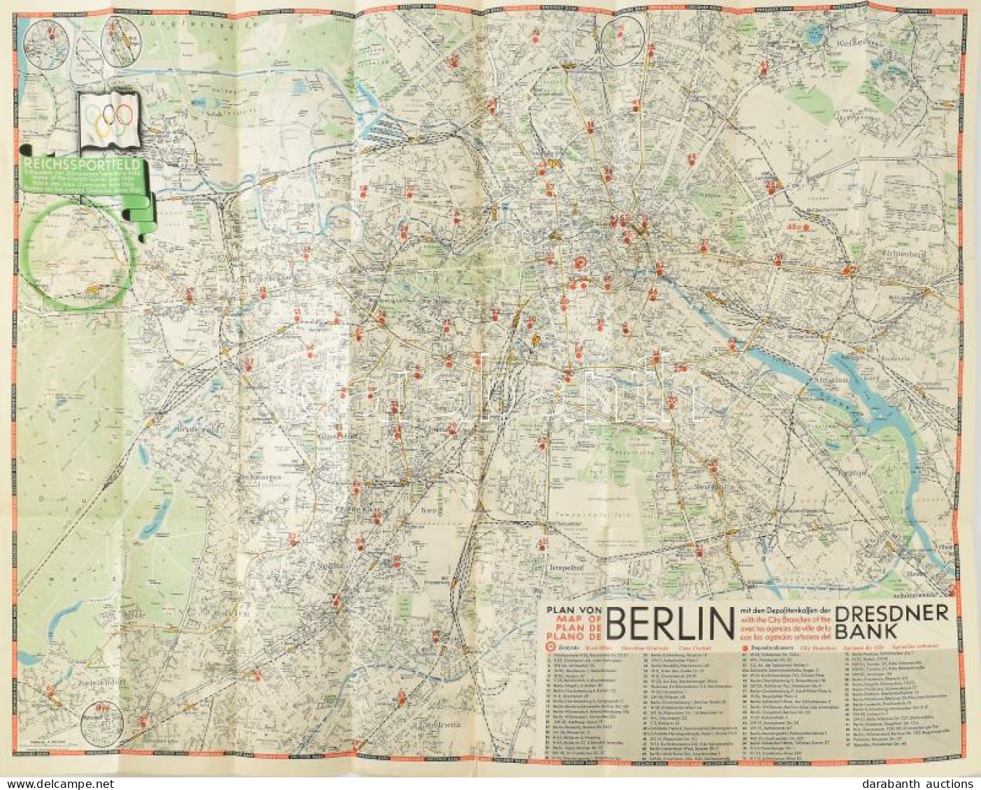 1936 A Belrini Olimpia Térképe Többnyelvű Kiadás. / Map Of The Berlin Olympic Games. - Sonstige & Ohne Zuordnung