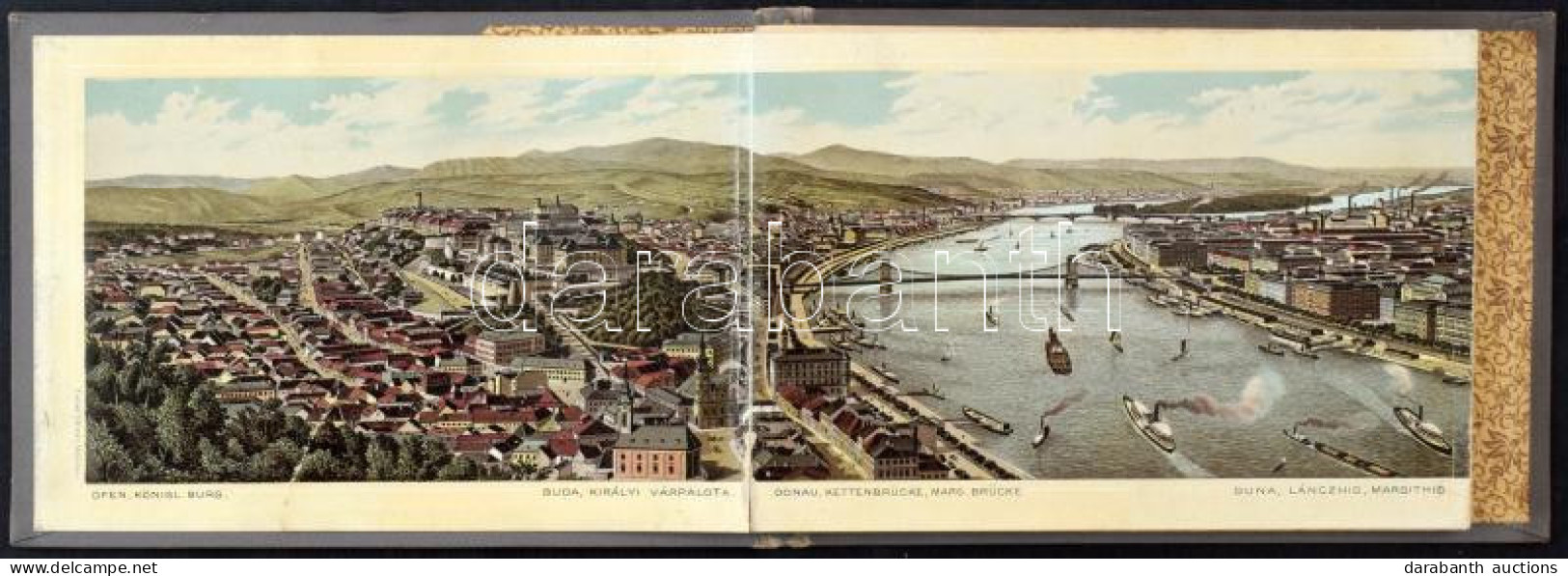Cca 1880 Budapest Nevezetességeit Bemutató Litho Leporelló, Feliratozott Képekkel, Szakadással, Kisebb Hibákkal - Non Classés