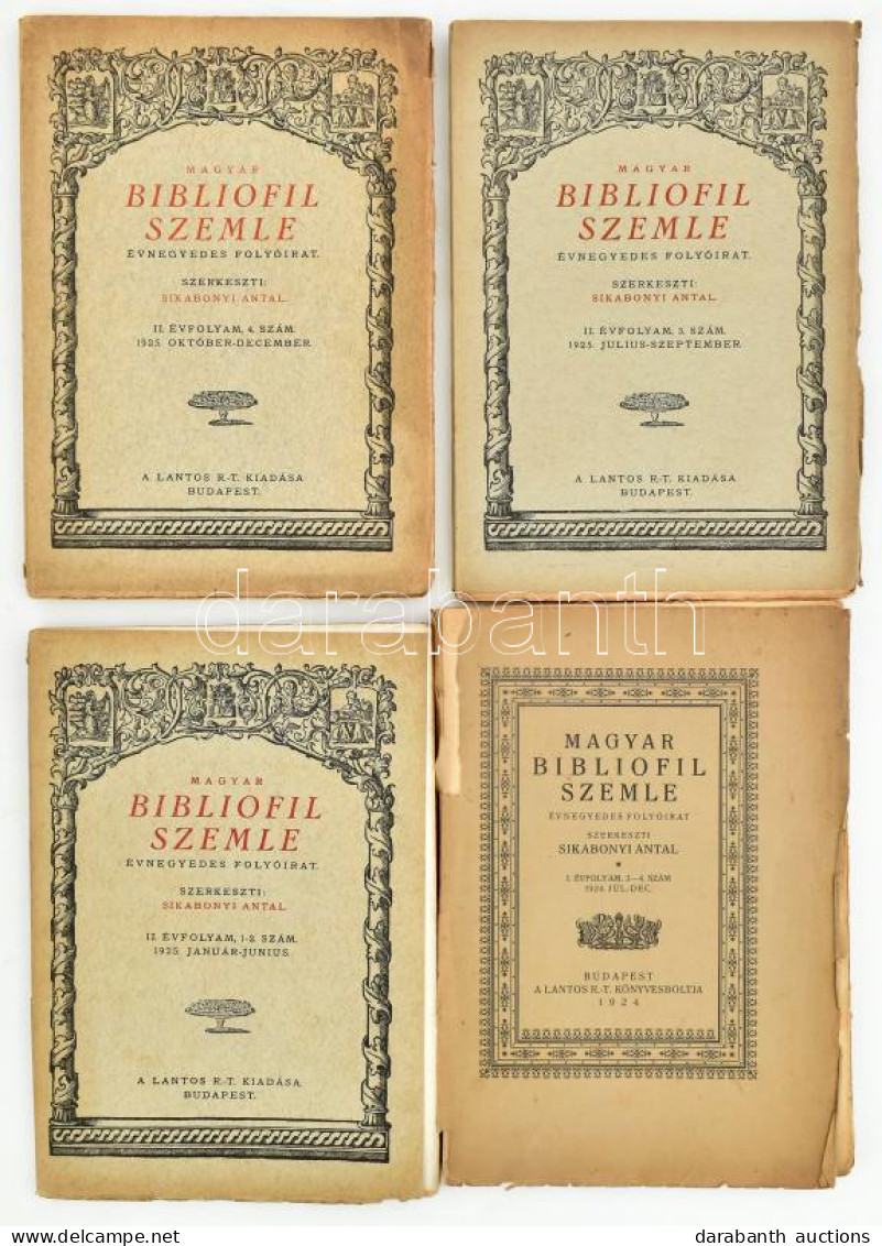 Magyar Bibliofil Szemle. 1924-1925. Évnegyedes Folyóirat. Szerkeszti Dr. Dézsi Lajos-Síkabonyi Antal. I. évf. 3-4 Szám.  - Ohne Zuordnung