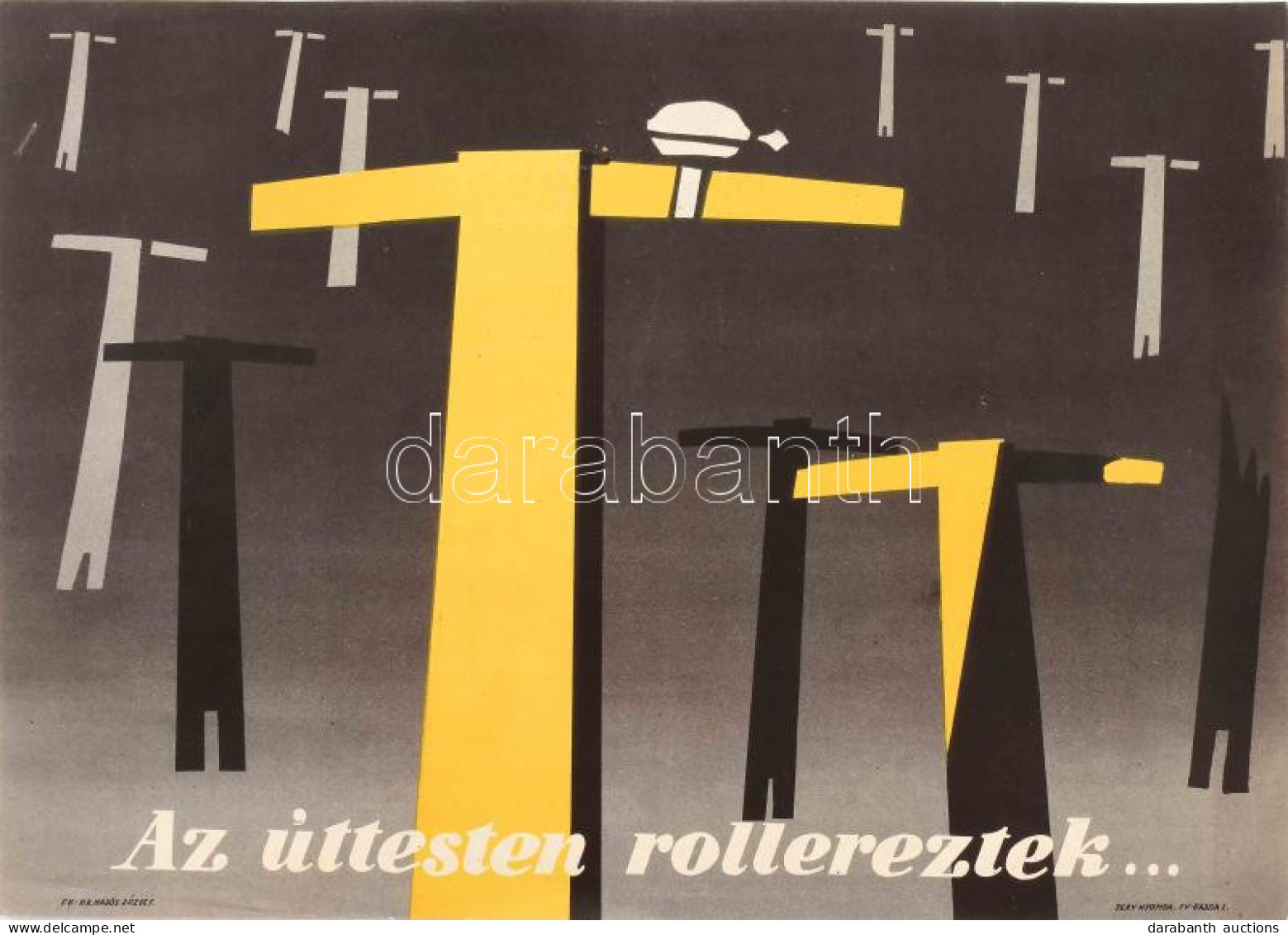 Cca 1960-1970 Az úttesten Rollereztek... Figyelemfelhívó, Balesetmegóvó Propaganda Plakát, Terv Nyomda, 23x33 Cm - Altri & Non Classificati