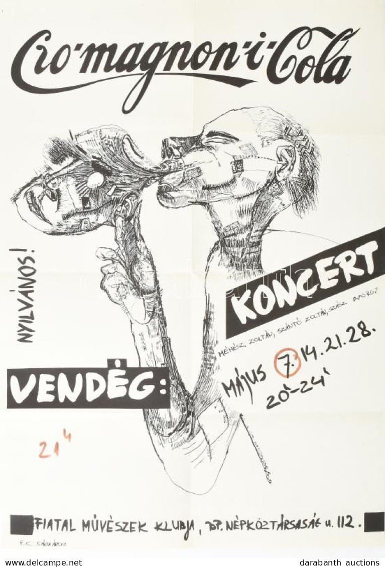 Cro-magnon-i-Cola Koncert, Fiatal Művészek Klubja, Plakát, Hajtott, 42×28 Cm - Altri & Non Classificati