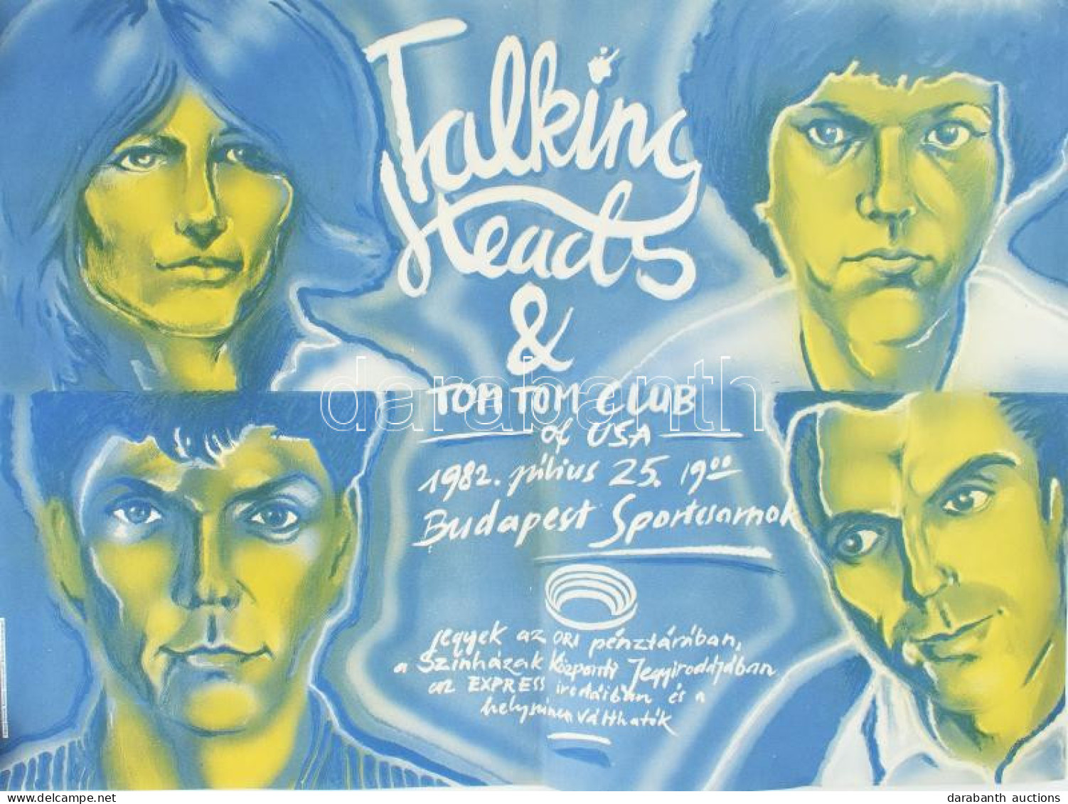 1982 Talking Heads & Tom Tom Club Of USA, Budapest Sportcsarnok, Plakát, Hajtott, 48×68 Cm - Andere & Zonder Classificatie