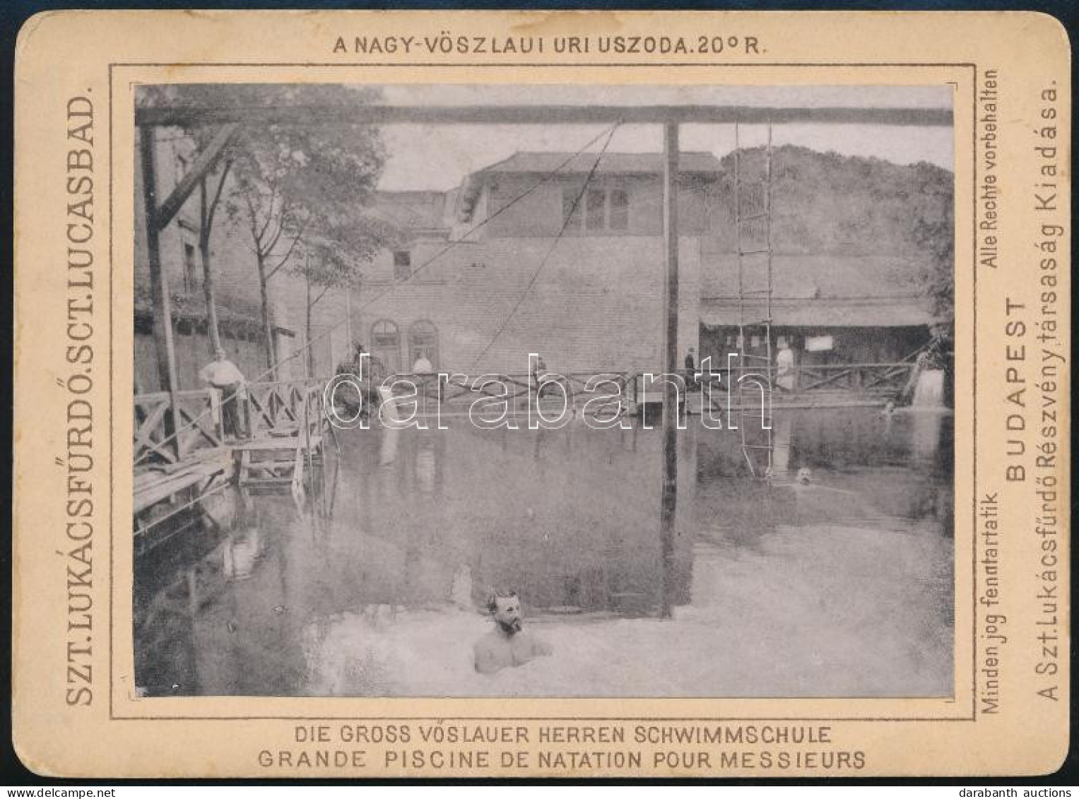 Cca 1900 Budapest, Szent Lukács Fürdő Nagy-vöszlaui úri Uszoda, Keményhátú Fotó7,5×10 Cm - Autres & Non Classés