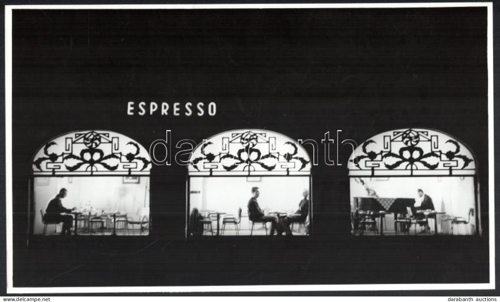 Cca 1965 Budapest, Zenés ,,espresso" Esti Kivilágításban, 1 Db Vintage Fotó, Ezüst Zselatinos Fotópapíron, 18x30 Cm - Altri & Non Classificati