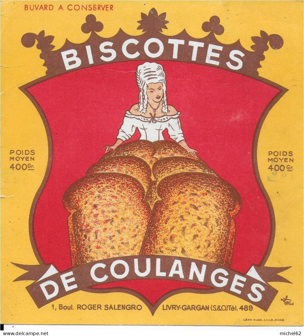 BUVARD ANNEES   50's  NEUF  BISCOTTES   DE COULANGES - Bizcochos