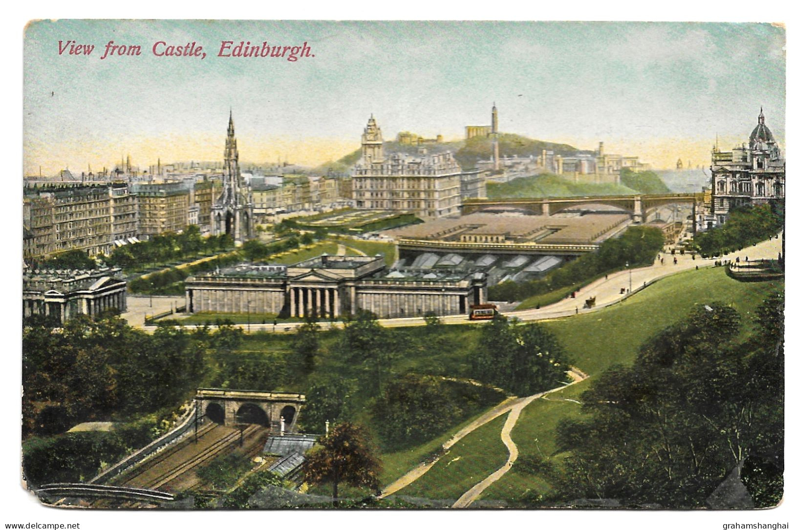 Postcard UK Scotland Edinburgh View From The Castle National Galleries Waverley Station Calton Hill Unposted - Midlothian/ Edinburgh