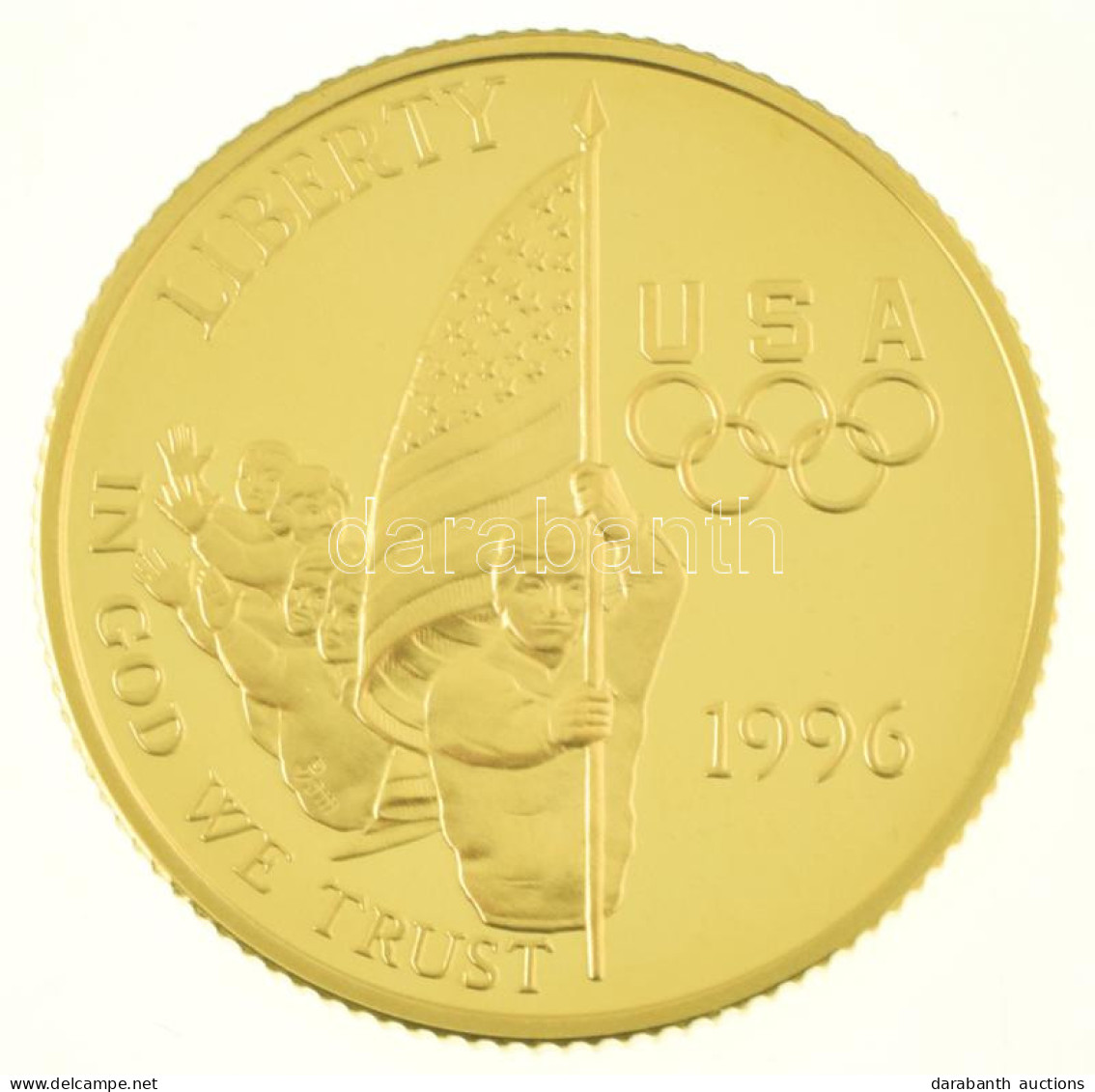 Amerikai Egyesült Államok 1996W 5$ Au "Atlantai Olimpia 1996 - Zászlóvivő" (8,35g/0.900) T:PP / USA 1996W 5 Dollars Au " - Zonder Classificatie