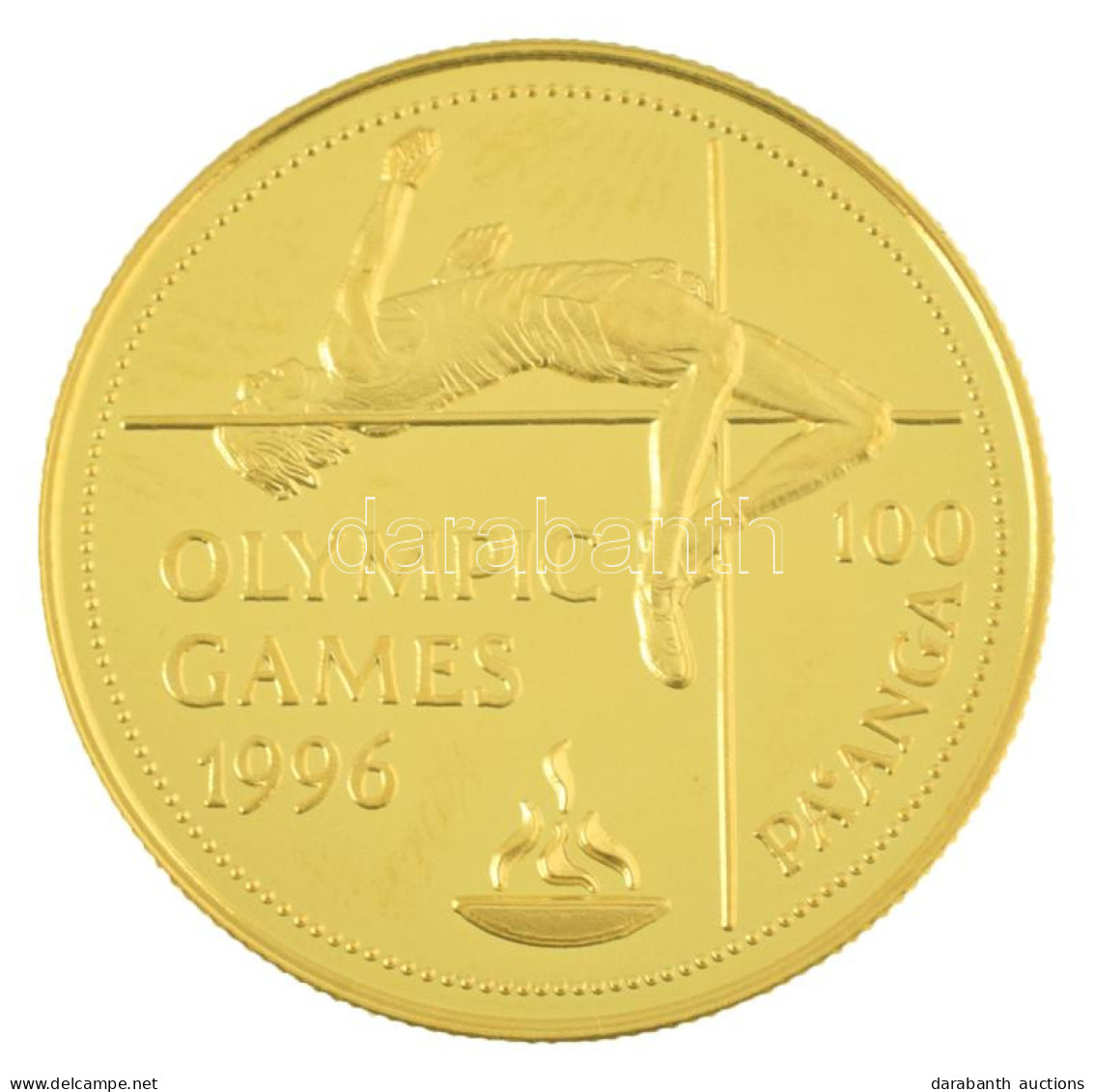 Tonga 1994. 100P Au "Nyári Olimpia 1996, Atlanta - Magasugrás" (15,60g/0.999) Kapszulában T:PP Folt / Tonga 1994. 100 Pa - Ohne Zuordnung