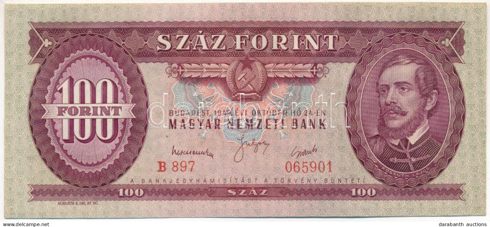 1949. 100Ft "B 897 065901", Nyomdai Papírránccal T:UNC / Hungary 1949. 100 Forint "B 897 065901", With Printing Creases  - Ohne Zuordnung