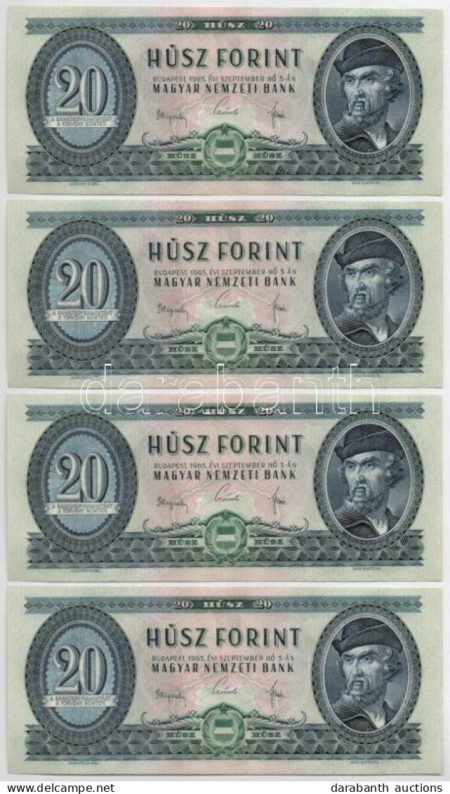 1965. 20Ft (4x) Sorszámkövetők "C 253 087633 - C 253 087636" T:UNC / Hungary 1965. 20Ft (4x) Consecutive Serials "C 253  - Unclassified