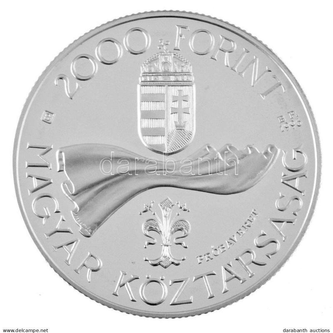 1996. 2000Ft Ag "Ötvenéves A Forint", "PRÓBAVERET" Jelzéssel, Kapszulában T:PP / Hungary 1996. 2000 Forint Ag "Ötvenéves - Non Classificati