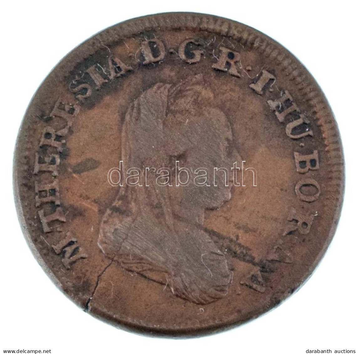 1780N 1kr Cu "Mária Terézia" Nagybánya T:VF,F Verőtő-repedés Hungary 1780N 1 Kreutzer Cu "Maria Theresia" Baia Mare C:VF - Ohne Zuordnung