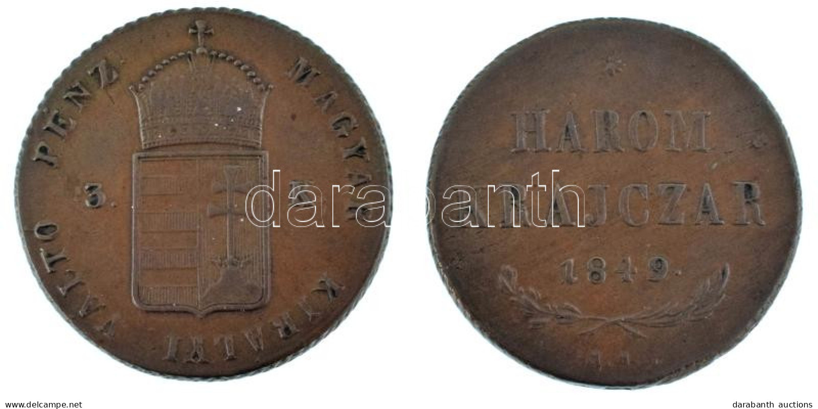 1849NB 3kr Cu Csavaros Kémpénzzé Alakítva T:XF / Hungary 1849NB 3 Kreuzer Cu Refurbished As Spy Coin C:XF Adamo B2 - Zonder Classificatie