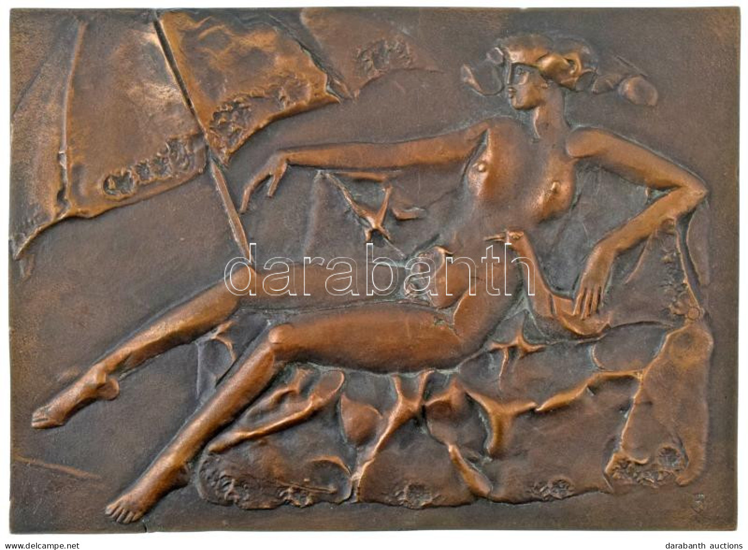 Fritz János (1947-) DN "Nő Madárral" Bronz Falra Akasztható Plakett (208x293mm) T:UNC / Hungary ND "Women With Bird" Bro - Ohne Zuordnung