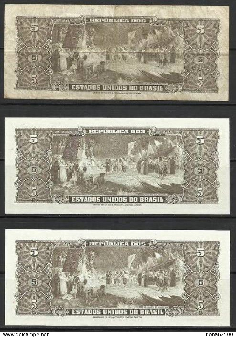 BRESIL . LOT DE 3 BILLET DE 5 CRUZEIRO . SIGNATURES DIFFERENTES . - Brasile