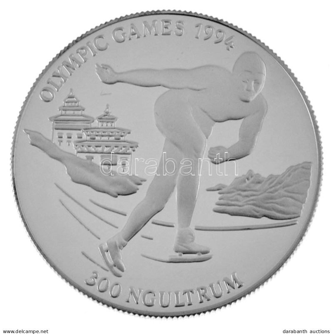 Buhtán 1992. 300Ng Ag "Téli Olimpia 1994 - Lillehammer" T:PP / Bhutan 1992. 300 Ngultrum Ag "1994 Winter Olympics - Lill - Unclassified