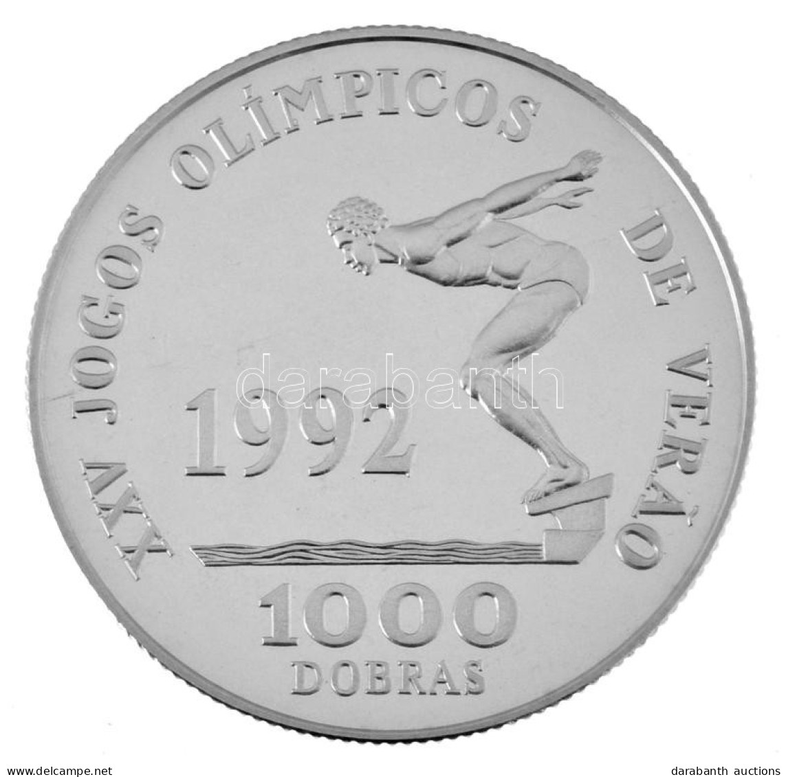 Sao Tomé és Principé 1990. 1000D Ag "XXV. Nyári Olimpia" T:PP / Saint Thomas & Prince Islands 1990. 1000 Dobras Ag "XXV  - Non Classés