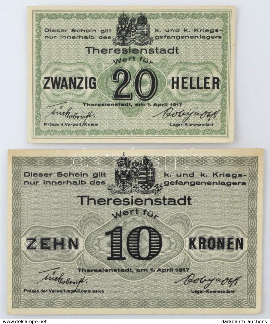 Ausztria / Theresienstadt Hadifogolytábor 1917. 20h + 10 Kronen T:AU Sarokhajlások / Austria / Theresienstadt POW Camp 1 - Non Classés
