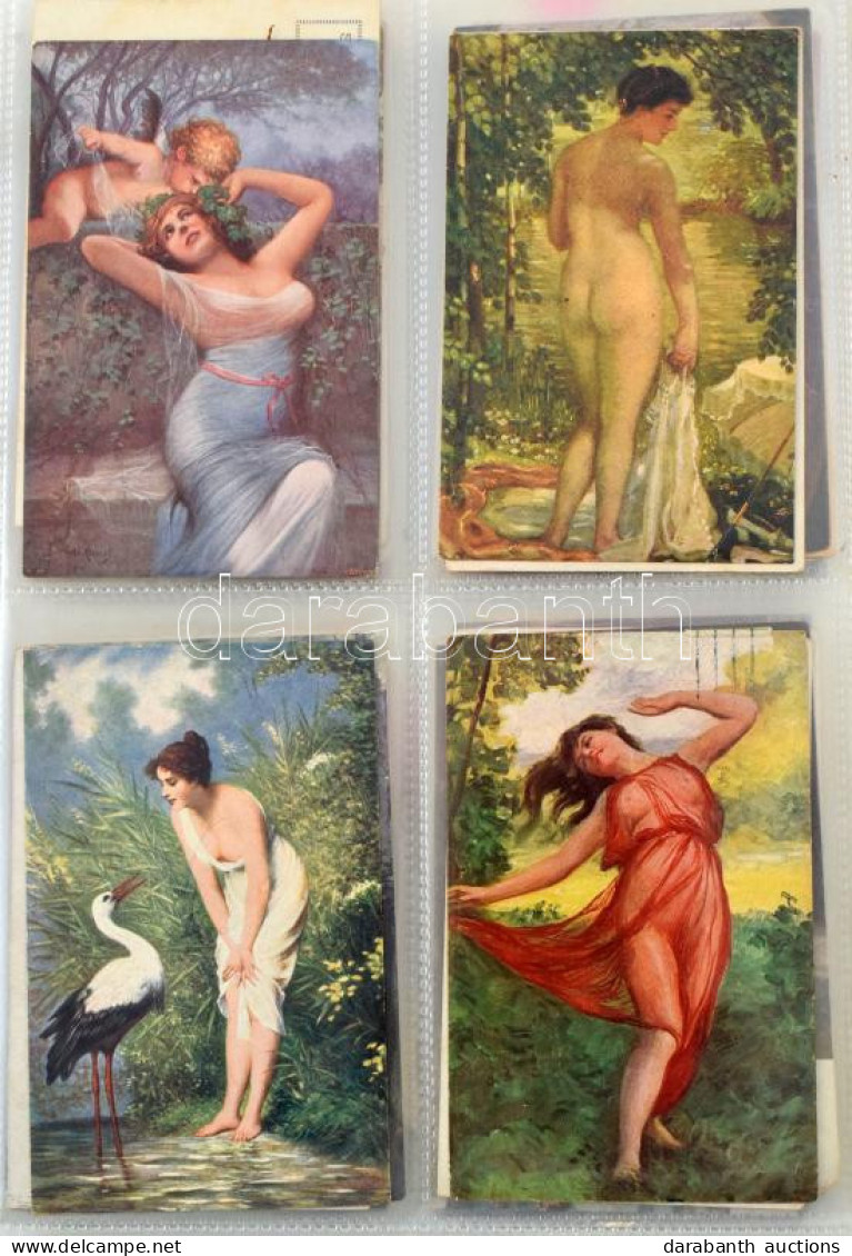**, * 80 Db RÉGI Erotikus Művész Képeslap Vegyes Minőségben Albumban / 80 Pre-1945 Erotic Art Motive Postcards In Mixed  - Unclassified