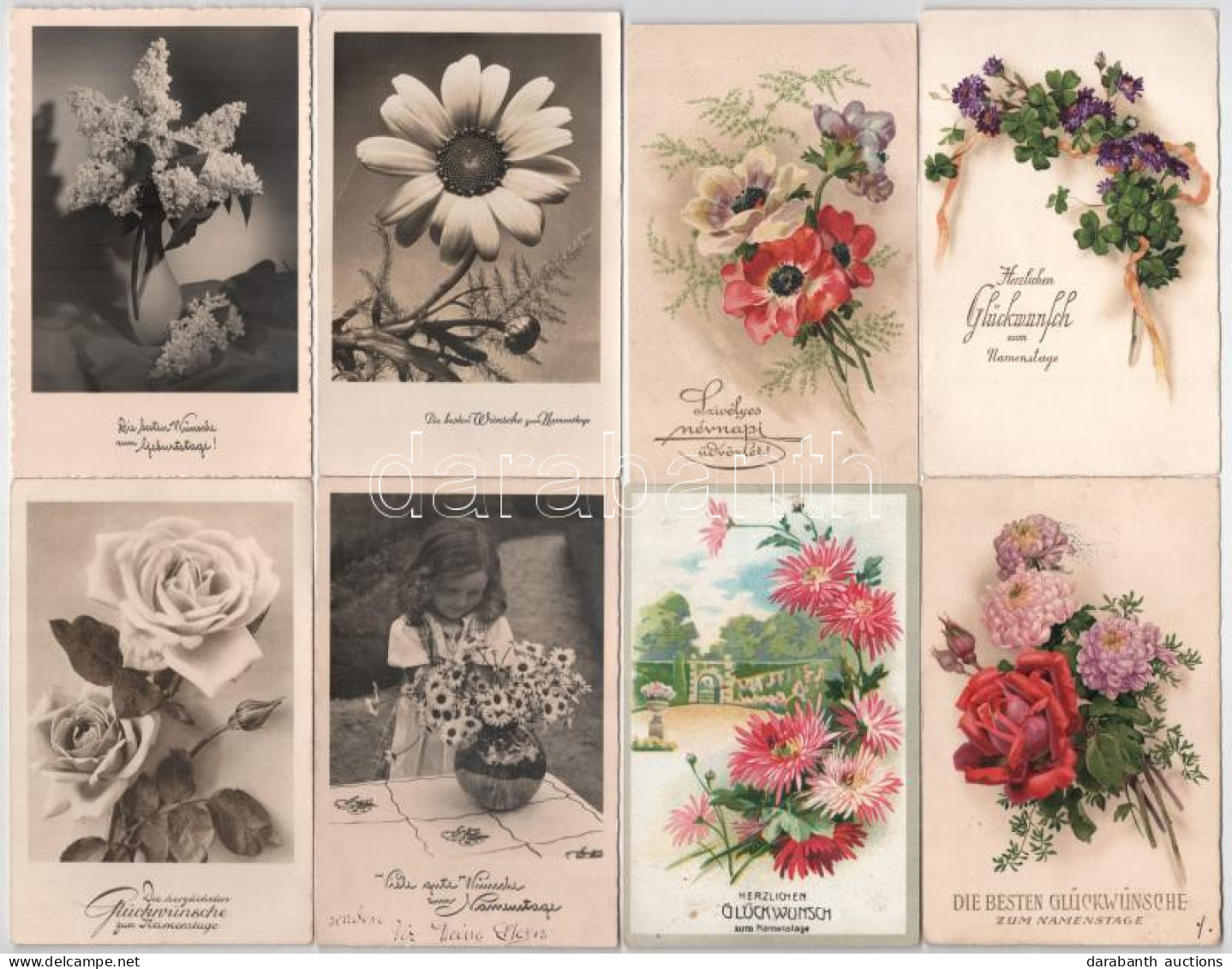**, * 50 Db RÉGI Virágos üdvözlő Képeslap Szép állapotban: Főleg Névnap / 50 Pre-1945 Flower Greeting Postcards In Nice  - Zonder Classificatie